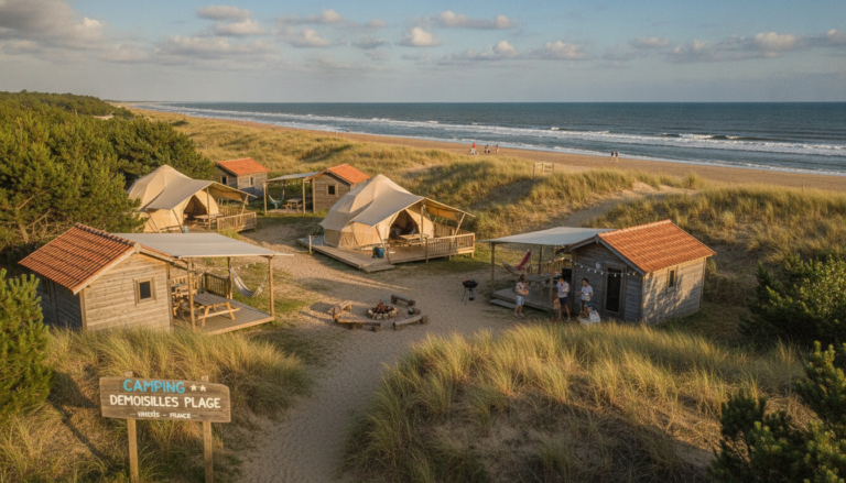 découvrez le camping 3 étoiles demoiselles plage en vendée, alliant confort moderne et cadre naturel exceptionnel au bord de l'océan pour des vacances inoubliables.