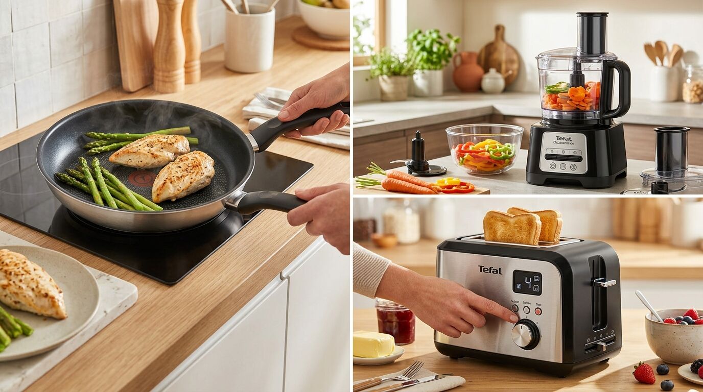 Découvrez la gamme d'appareils de cuisine et électroménager Tefal, alliant innovation et qualité pour faciliter toutes vos préparations culinaires au quotidien.