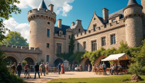 en août, plongez dans l'ambiance magique d'un château du sud vendée qui se métamorphose en décor de cinéma pour une expérience unique et captivante.