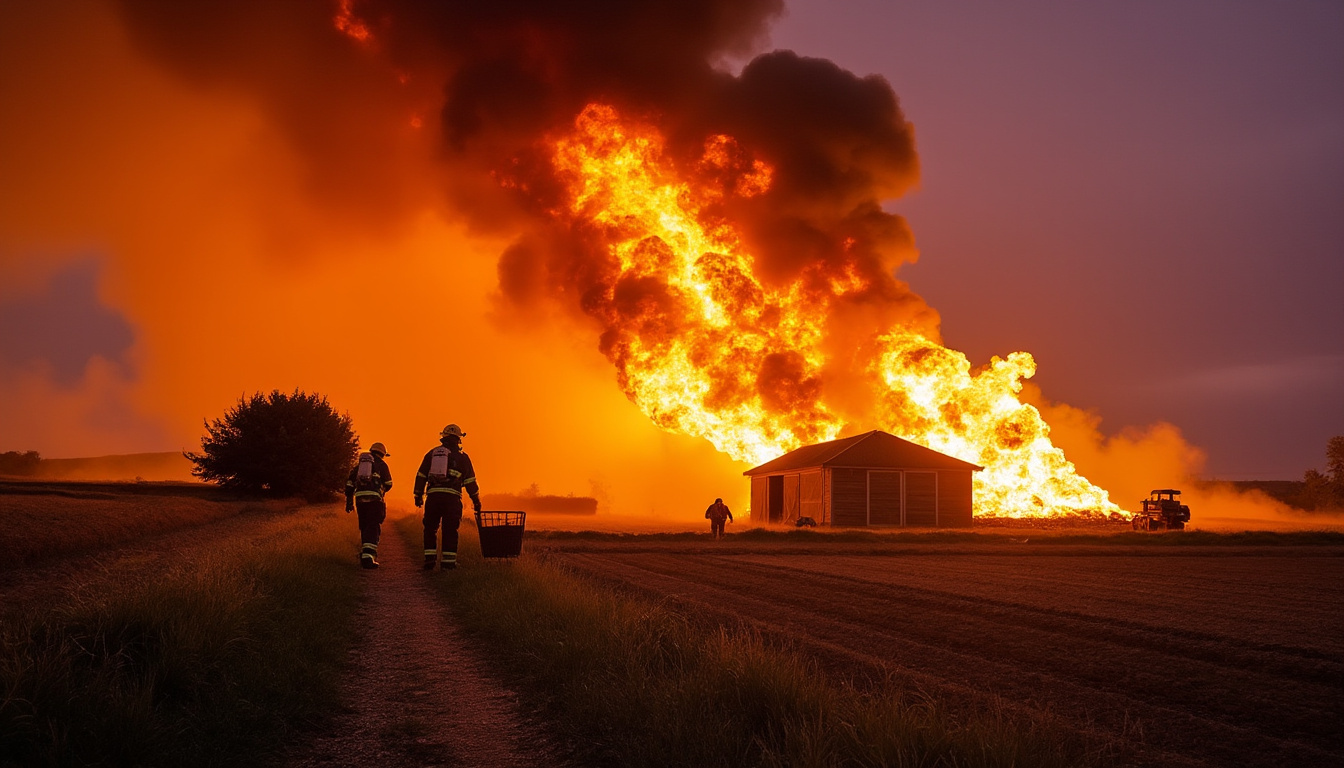en vendée, 100 tonnes de fumier évacuées pour protéger une exploitation agricole menacée par un incendie, assurant la sécurité des cultures et du bétail.