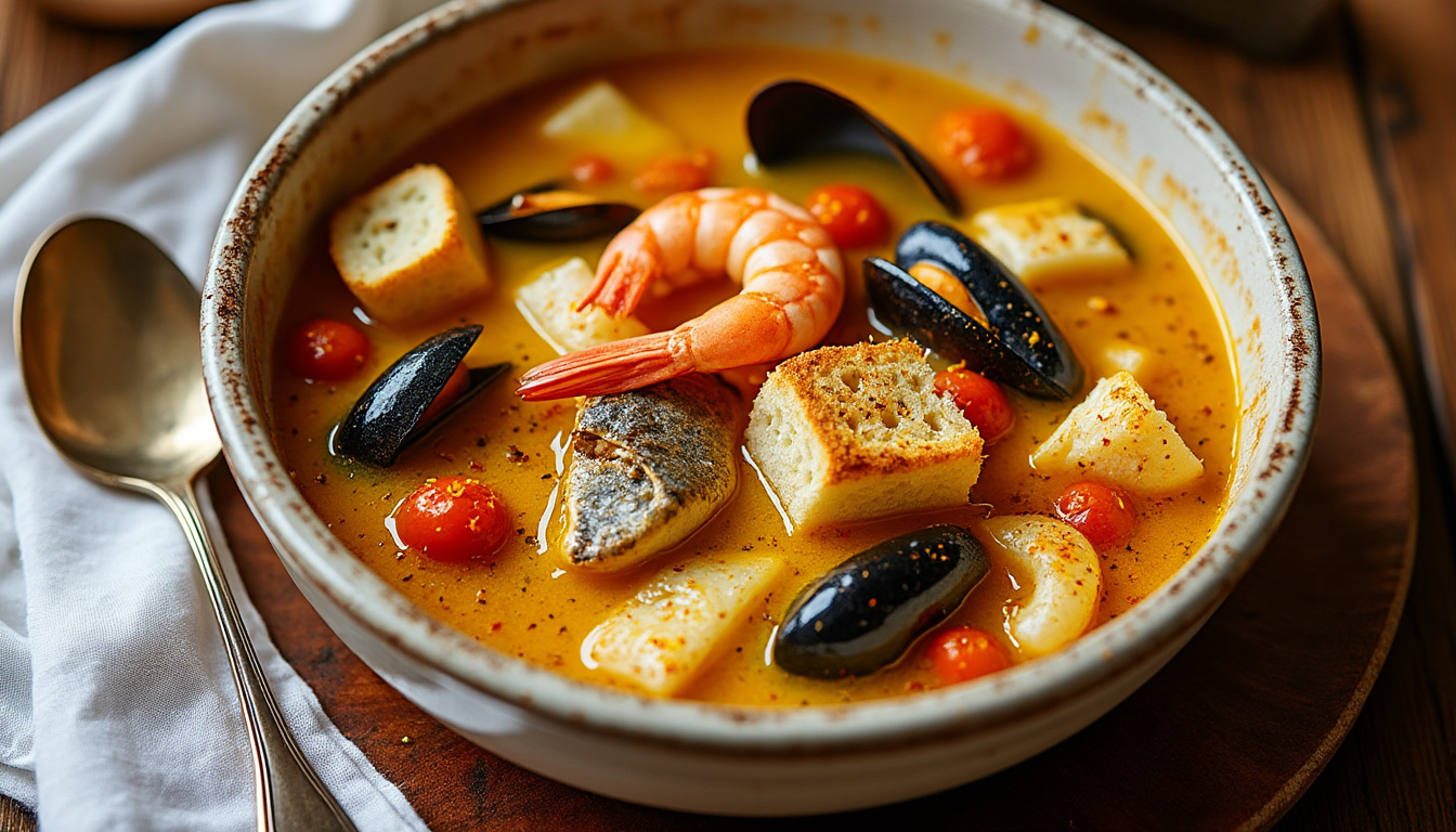 découvrez la recette authentique de la bouillabaisse marseillaise traditionnelle avec la liste complète des ingrédients et les étapes détaillées de préparation pour un plat savoureux et typique de la provence.